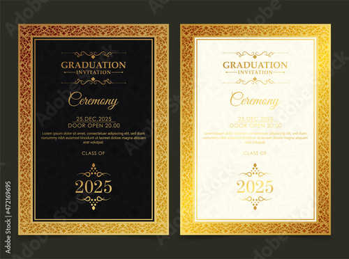 Elegant graduation invitation template with ornament