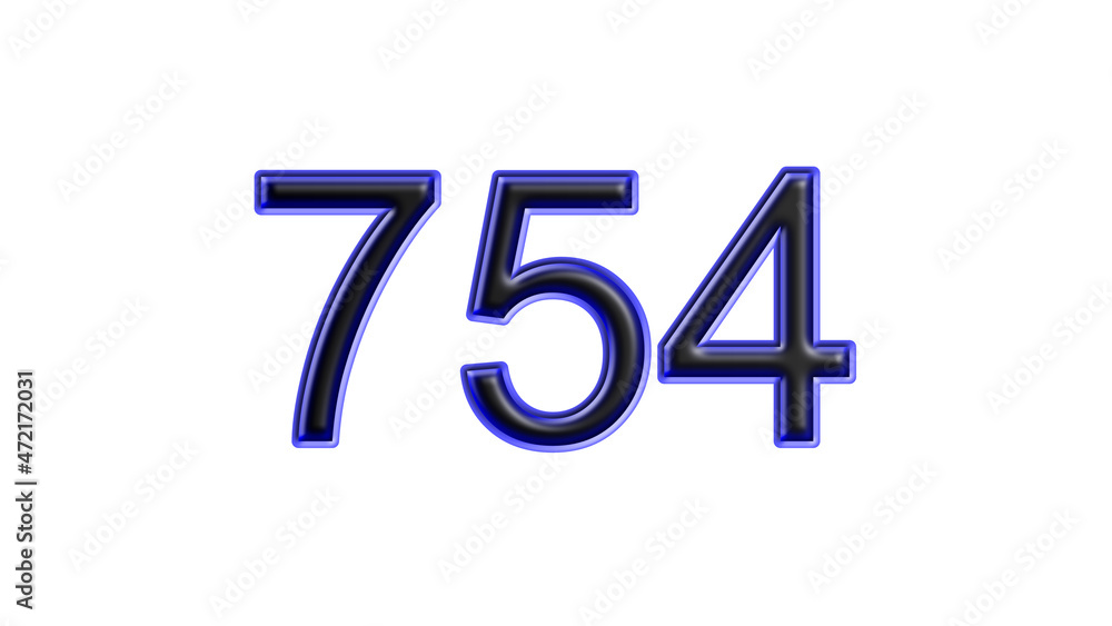 blue 754 number 3d effect white background blue 754 number 3d effect white background