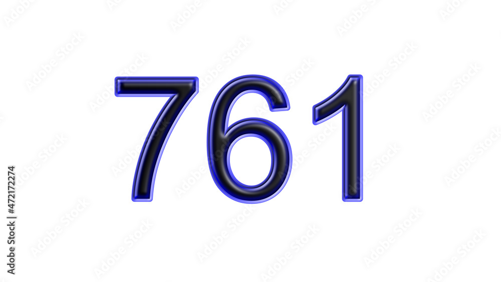 blue 761 number 3d effect white background blue 761 number 3d effect white background