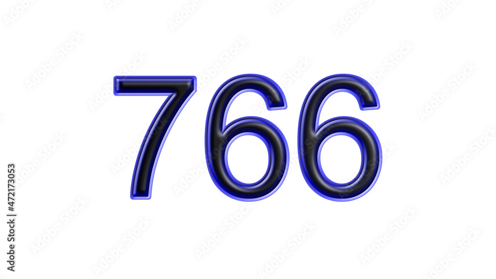 blue 766 number 3d effect white background blue 766 number 3d effect white background