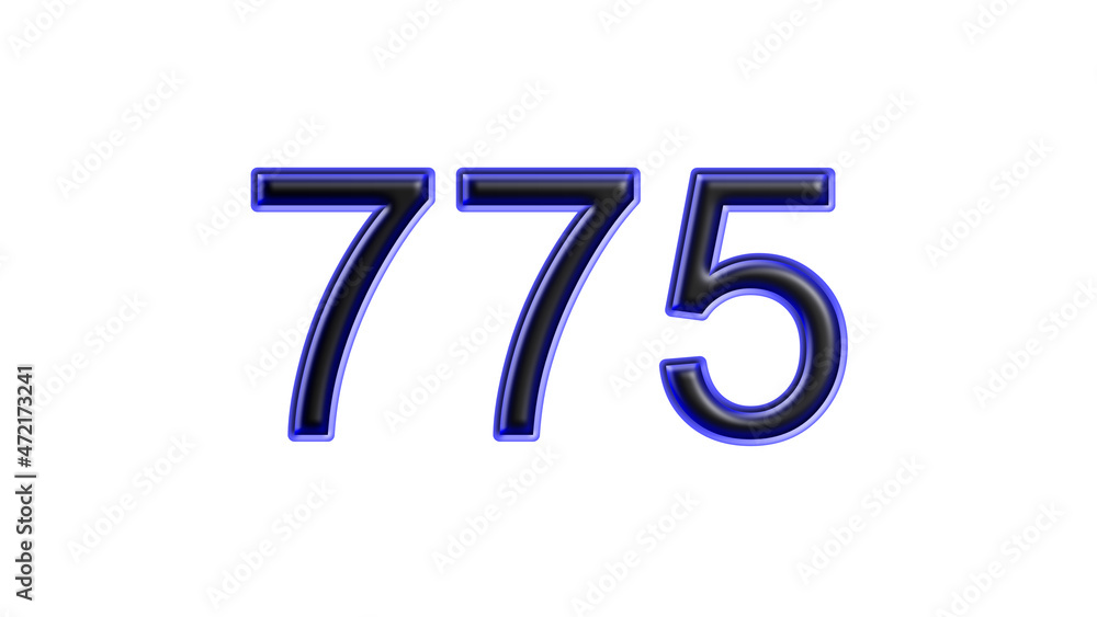 blue 775 number 3d effect white background blue 775 number 3d effect white background