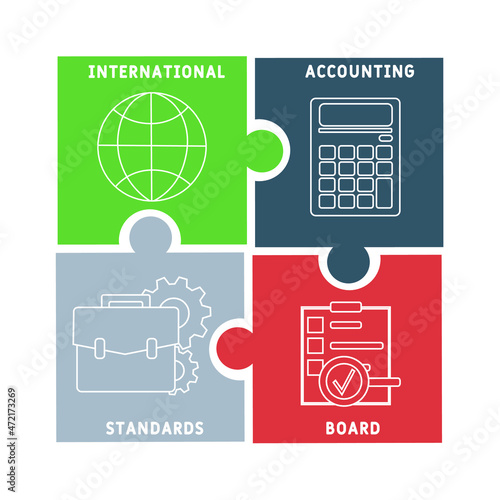 IASB - International Accounting Standards Board acronym business concept. vector illustration concept with keywords and icons. lettering illustration with icons for web banner, flyer, landing page photo