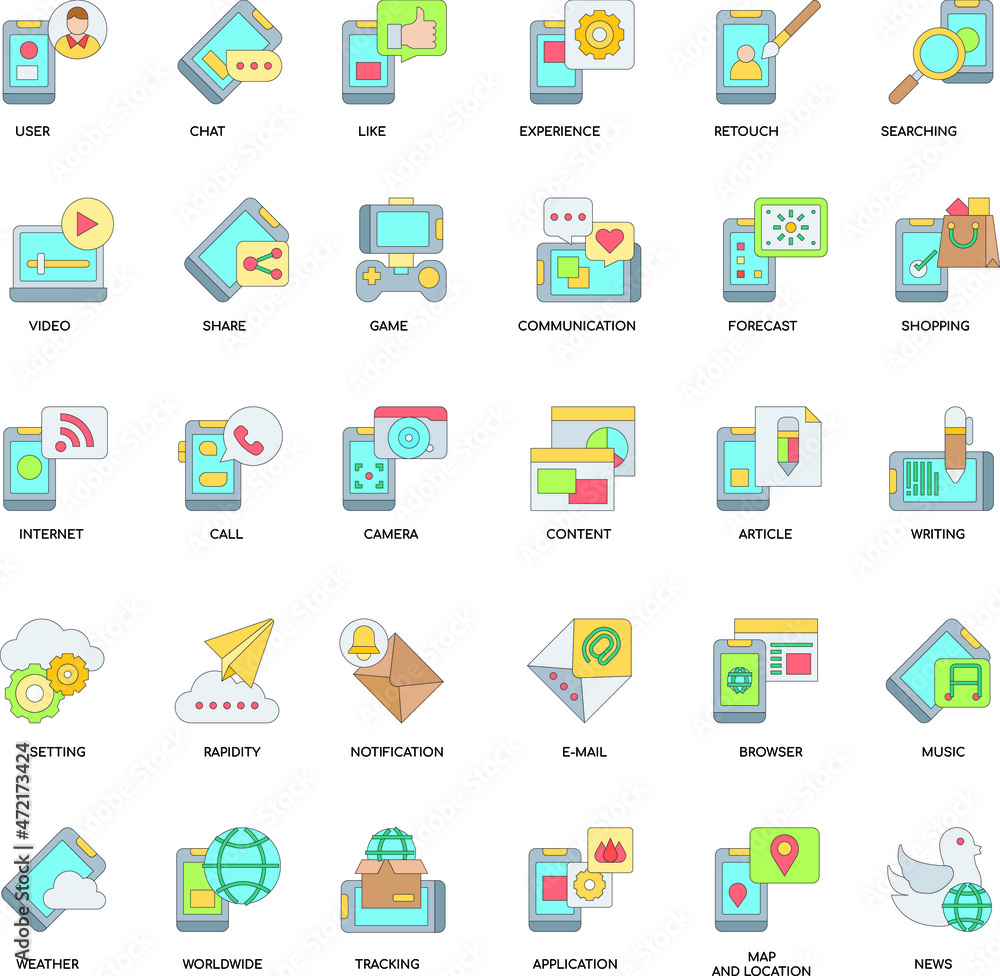 Social Media users flat vector icon collection set