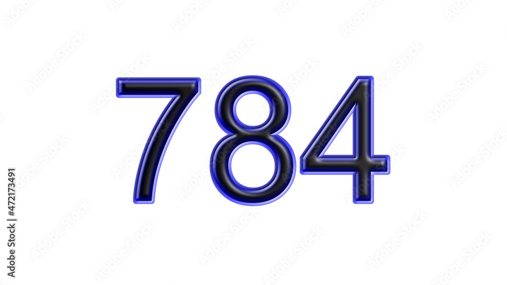 blue 784 number 3d effect white background blue 784 number 3d effect white background