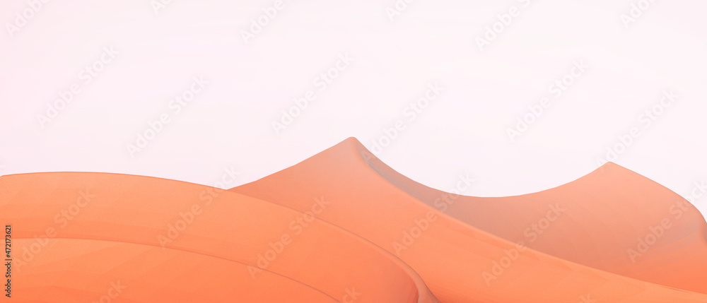 Abstract Desert is a minimalist landscape and Modern minimal Concept on Red. copy space, digital, banner, website -3d Rendering