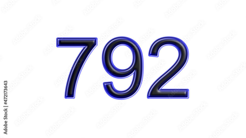 blue 792 number 3d effect white background blue 792 number 3d effect white background