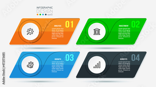 Business infographic  template with step or option design.