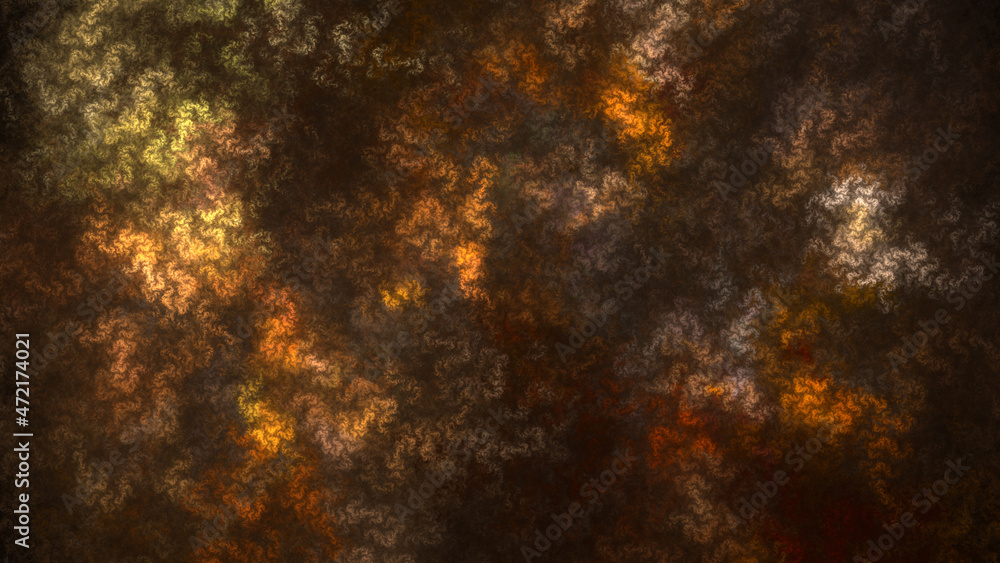 Abstract golden brown fractal pattern on dark background