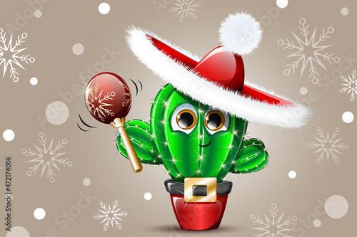 Christmas CACTUS Santa shaking maracas