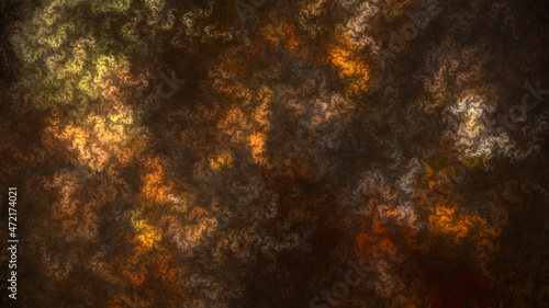 Abstract golden brown fractal pattern on dark background