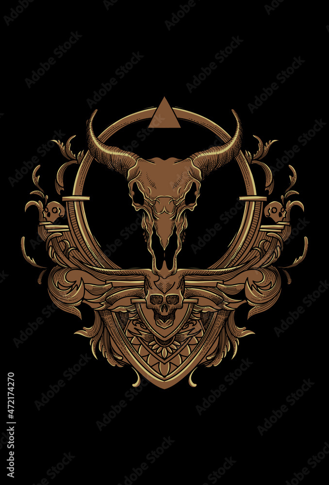 Goat skull with ornament artwork illustration