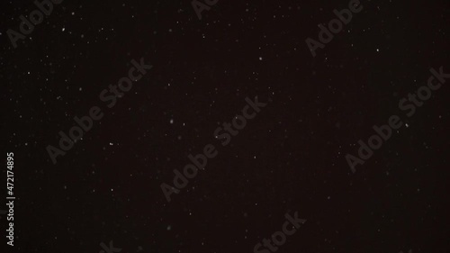 Falling snow background. White snow flies blown by the wind. Slow motion picture. Winter background.