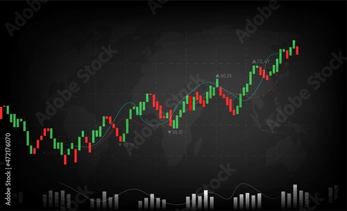 Stock market or forex trading graph in graphic concept suitable for financial investment or Economic trends business,graph candle stick ,Bullish,Bearish point.Abstract background. Vector illustration.
