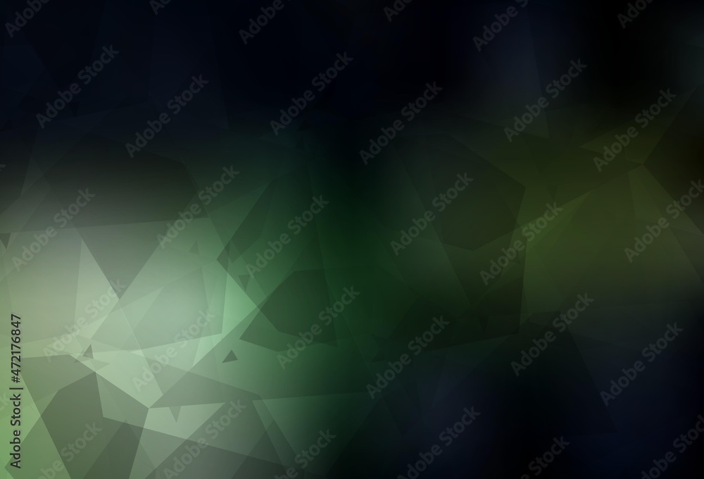 Fototapeta premium Dark Green vector texture with abstract poly forms.
