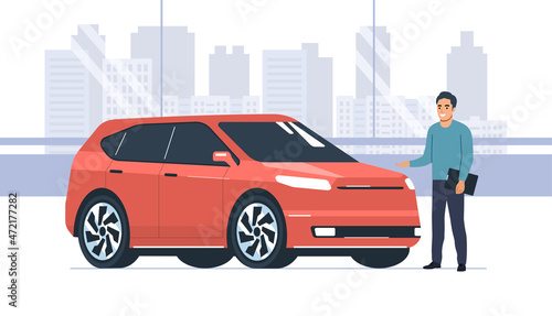 Concept for sale, receipt after service or repair of the car. Vector illustration.