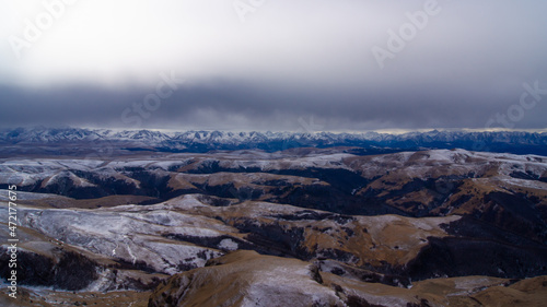 Caucasian mountain range from above