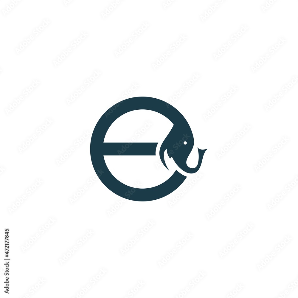 INITIAL E LOGO VECTOR ELEPHANT TEMPLATE INITIAL E LOGO VECTOR ELEPHANT TEMPLATE