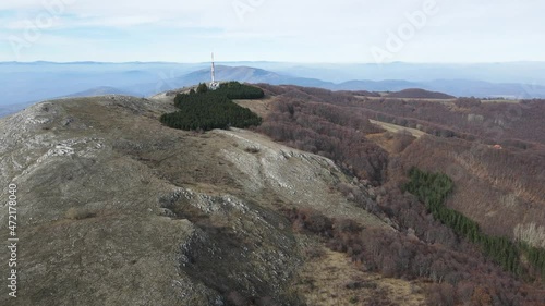 Aerial Autumn view of Konyavska mountain near Viden Peak, Kyustendil Region, Bulgaria photo