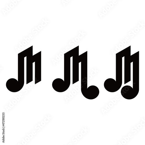 music vector icon logo and initials M J