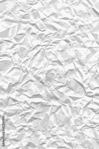 Crumpled white paper texture. Vector background.