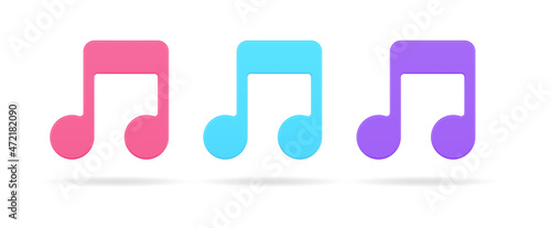 Set musical notes for melody writing emblem of vocal singing harmony acoustic production 3d icon