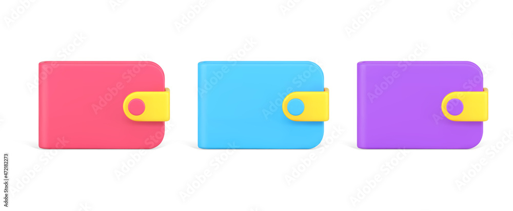 Collection wallet template 3d icon for cash money carrying and storage decorative design vector Collection wallet template 3d icon for cash money carrying and storage decorative design vector
