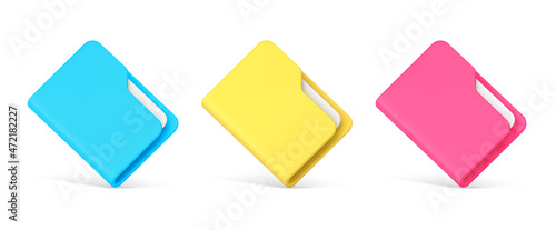 Bright isometric folders set for important information storage directory organizer design 3d icon