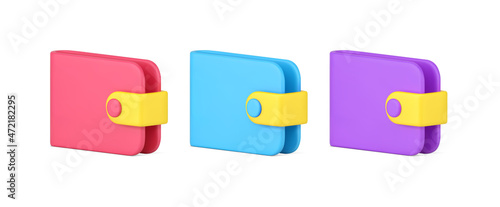 Stylish isometric bright wallet decorative design collection 3d icon vector illustration