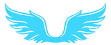 Elegant wings insignia. Blue badge in retro style