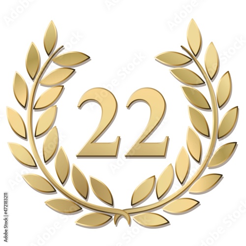 3D gold laurel wreath 22 vector isolated on a white background	
