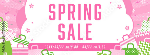 春のショッピング・セール向け　バナーテンプレート（文字入り）