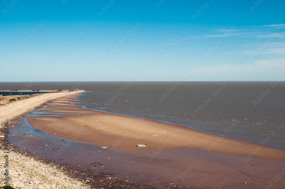Sand dunes by the sea. Taganrog Bay.