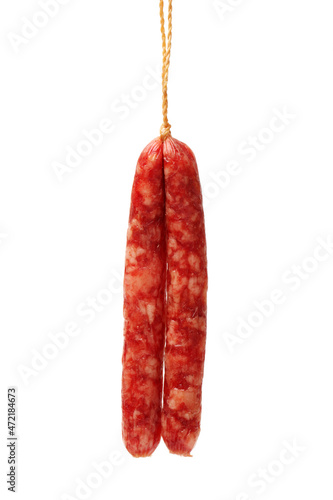 Chinese sausage on white background 