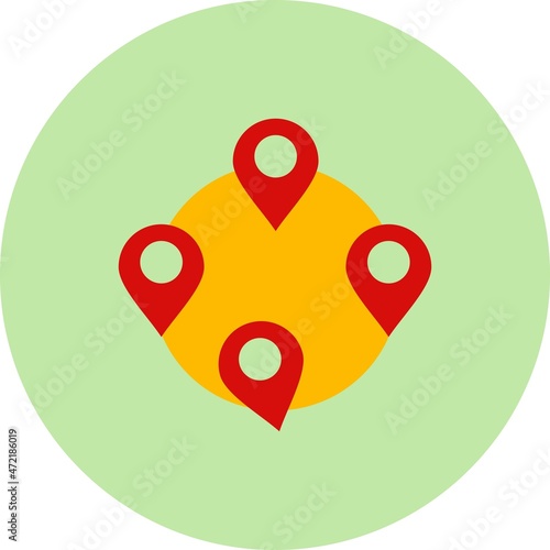 Map Pointers Flat Circle Vector Icon Design