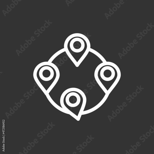 Map Pointers Line Inverted Vector Icon Design