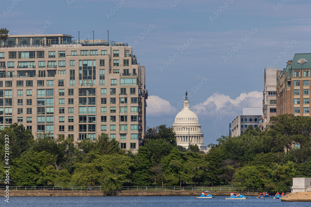 A Rare View of the Capitol Building Through Residential Buildings in Washington D.C.