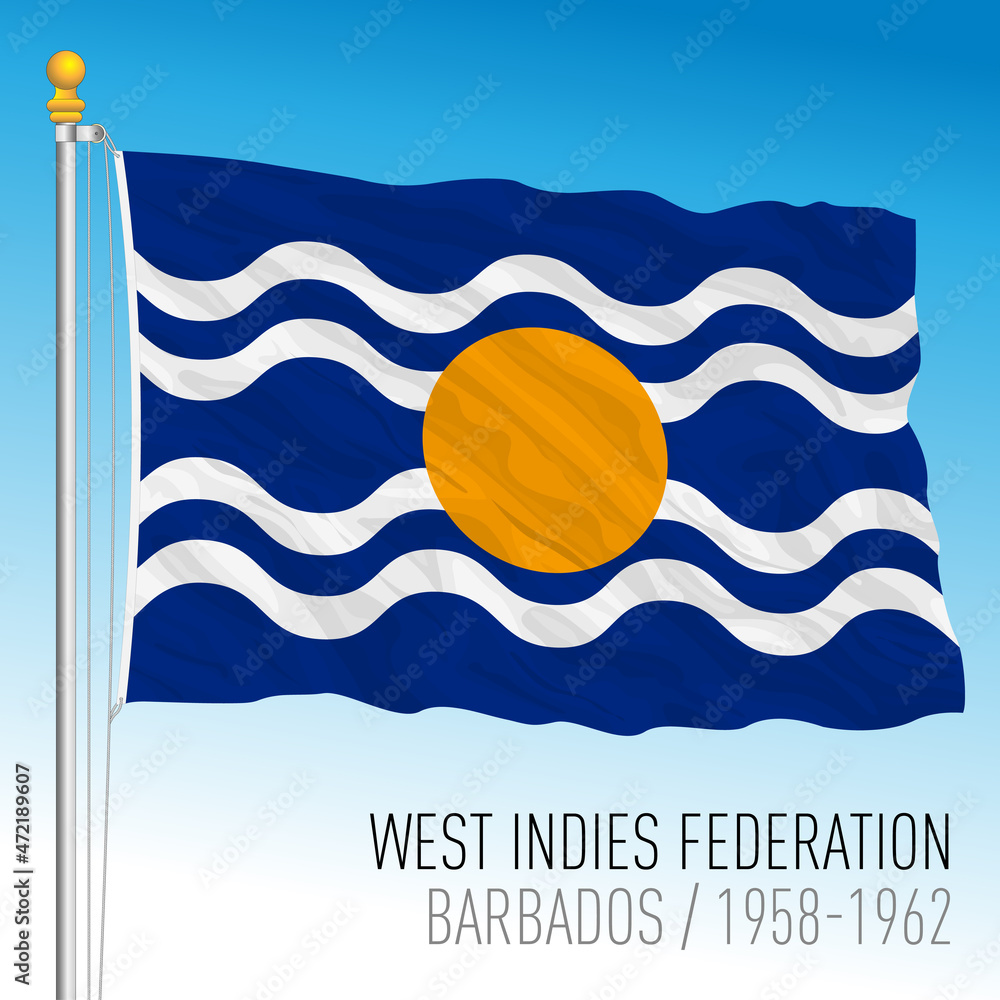 West Indies Federation historical flag, Barbados, 1958 - 1962, vector illustration