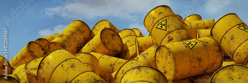 Obraz na płótnie radioactive waste in barrels, nuclear waste repository w salonie