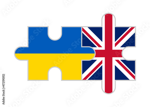 puzzle pieces of  ukraine and united kingdom flags. vector illustration isolated on white background