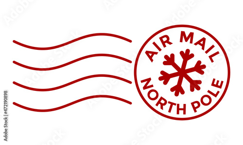 air mail north pole rubber stamp, vector illustration 