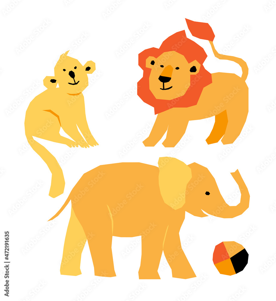 Obraz premium Vector set of exotic animals in geometric style