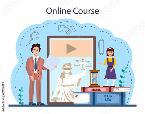 Law class online service or platform. Punishment and judgement education