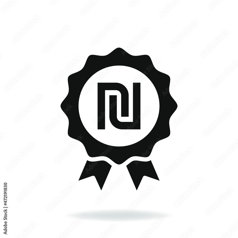 Shekel badge. Money rewards icon flat style isolated on white background. Vector illustration