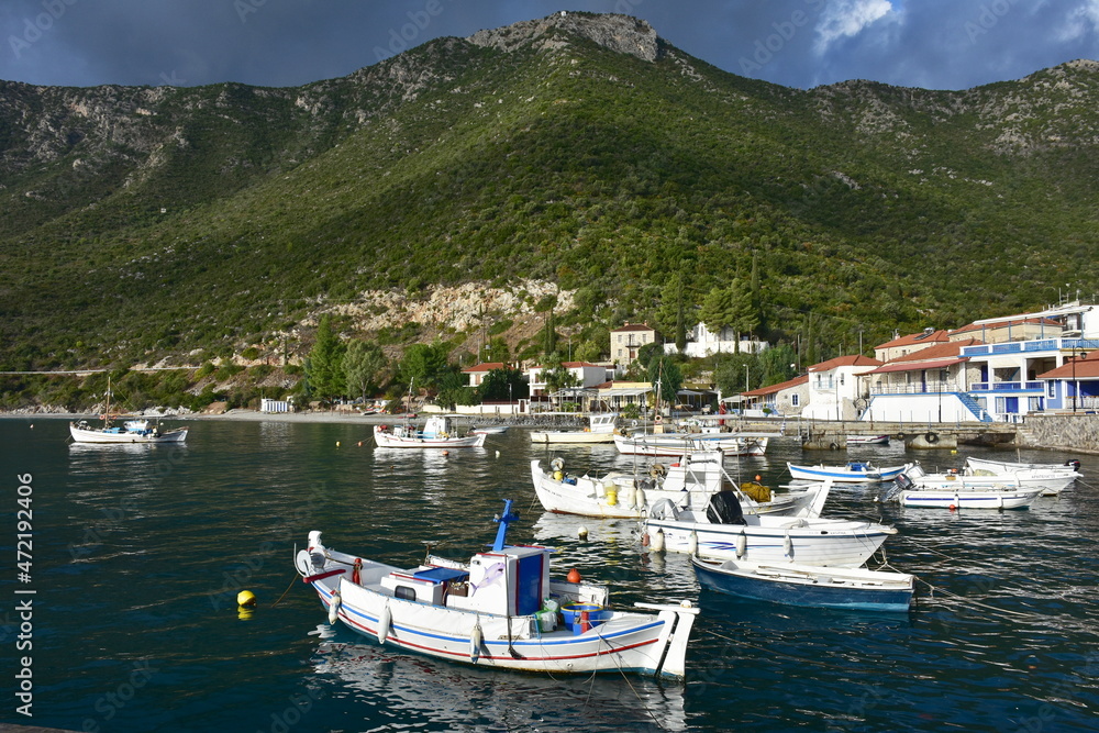harbour of small boats in vilage Leonidi in Greece