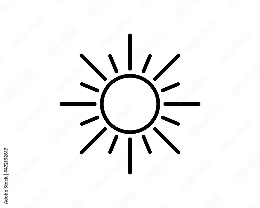 Sun flat icon. Single high quality outline symbol of spring for web design or mobile app. Thin line signs of sun for design logo, visit card, etc. Outline pictogram of sun