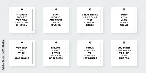 Motivational quotes. Inspirational quote for your opportunities. Frames with quote marks. Vector illustration. 