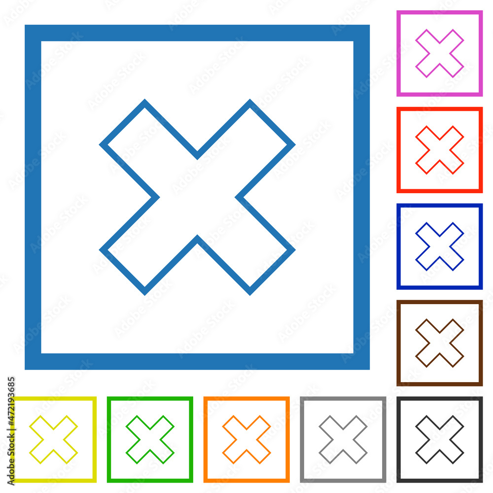 Obraz premium Cancel outline flat framed icons