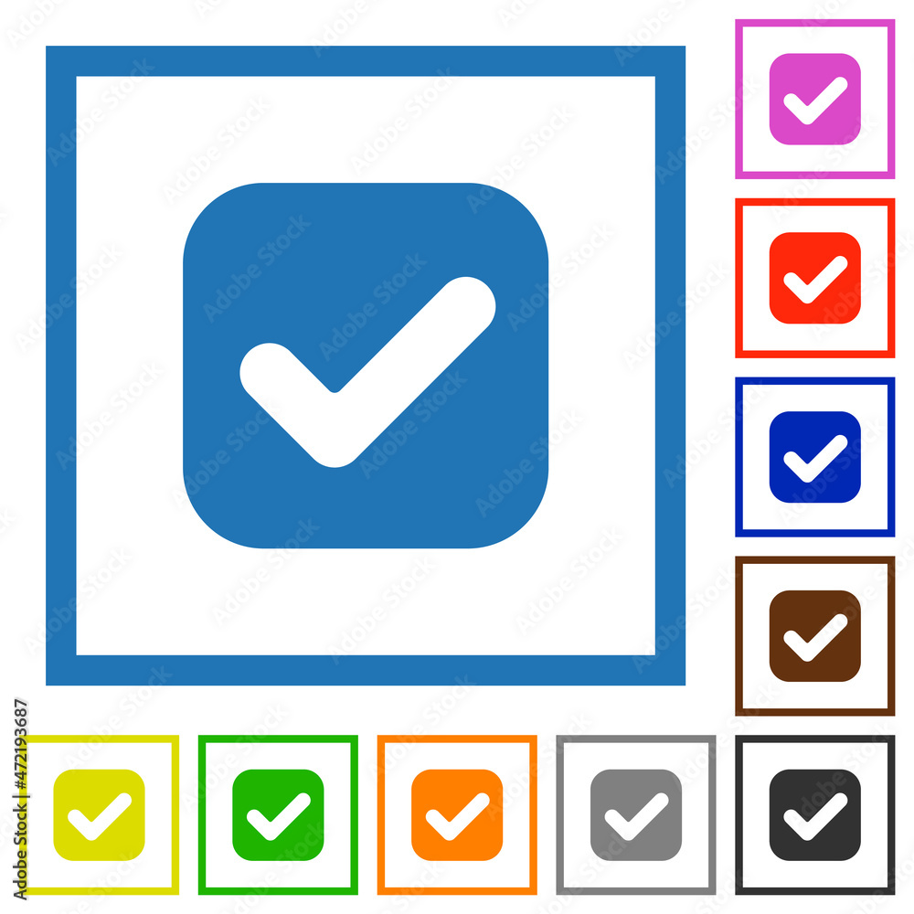 Checkbox solid flat framed icons Checkbox solid flat framed icons