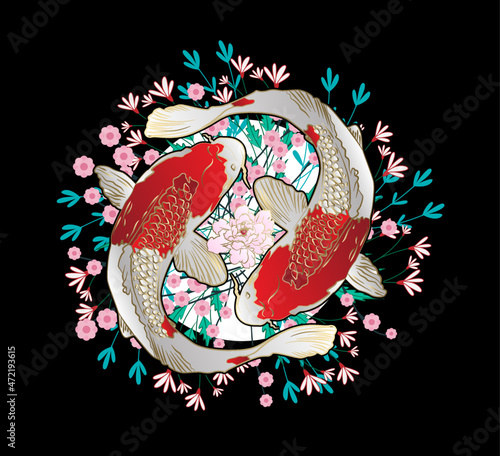 koi fish vector logo icon