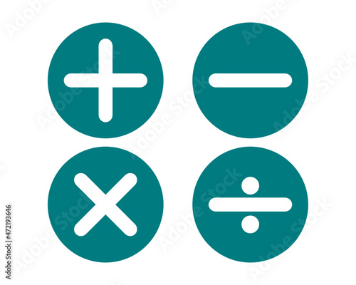 plus, minus, multiply, divide, icons vector
